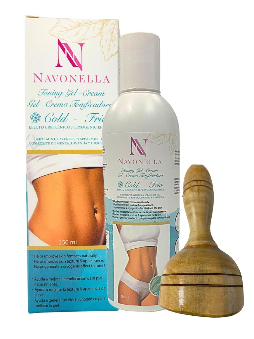 Crema gel tonificante fría + vaso de madera