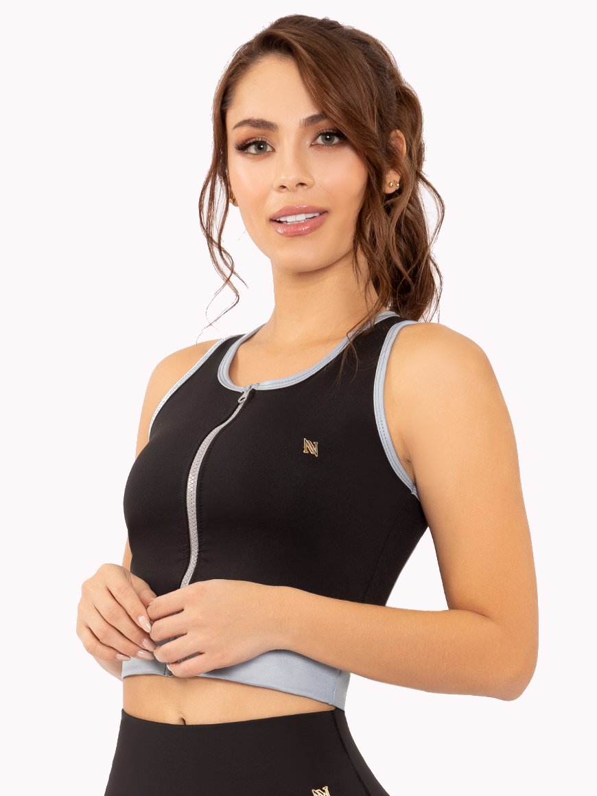 Sorbet Crop Top for Women – Sleeveless Athletic Tank, Breathable Suplex Fabric, Zipper Detail, Ideal for Workouts & Everyday Wear