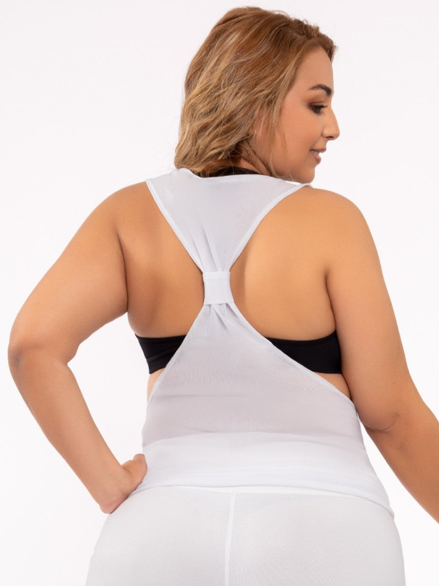 Camiseta sin mangas blanca de enredadera
