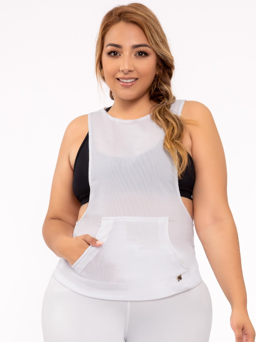 Camiseta sin mangas blanca de enredadera