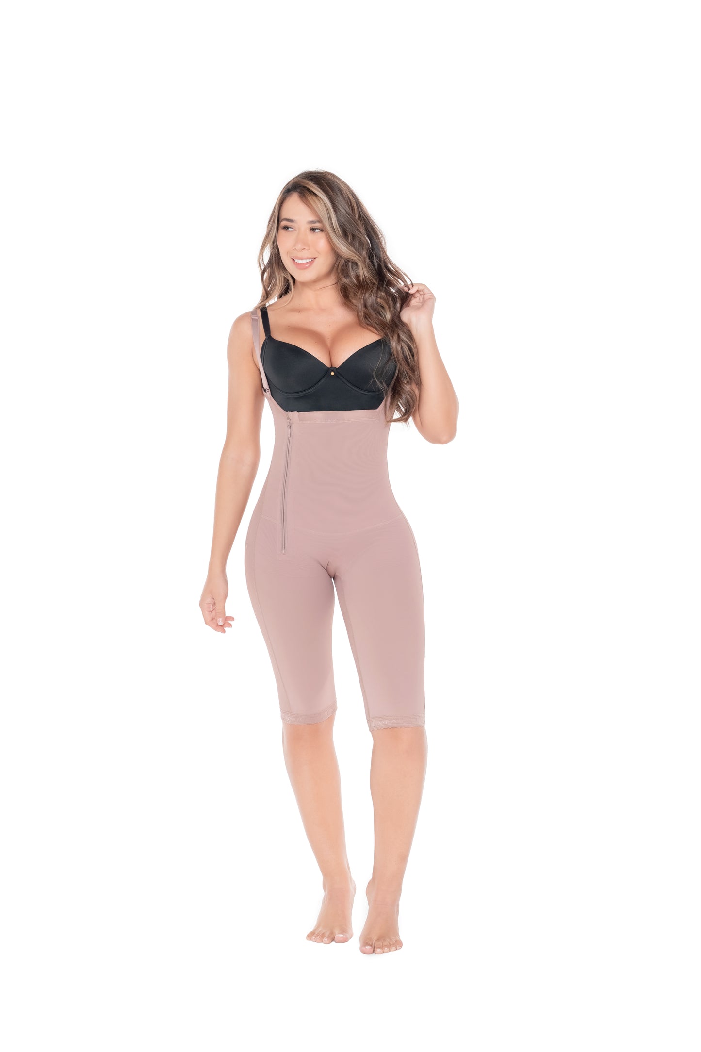 High Compression Knee-Length Shaper with Suspenders | Ref. 09021