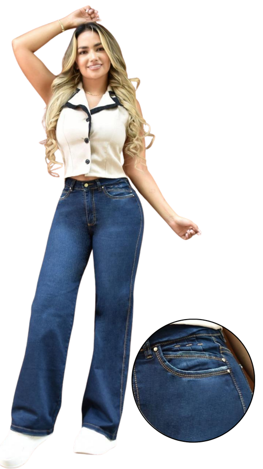 Colombian Green-Tone Jeans – 1 Button, Comfort Stretch Fabric | Ref. 55119