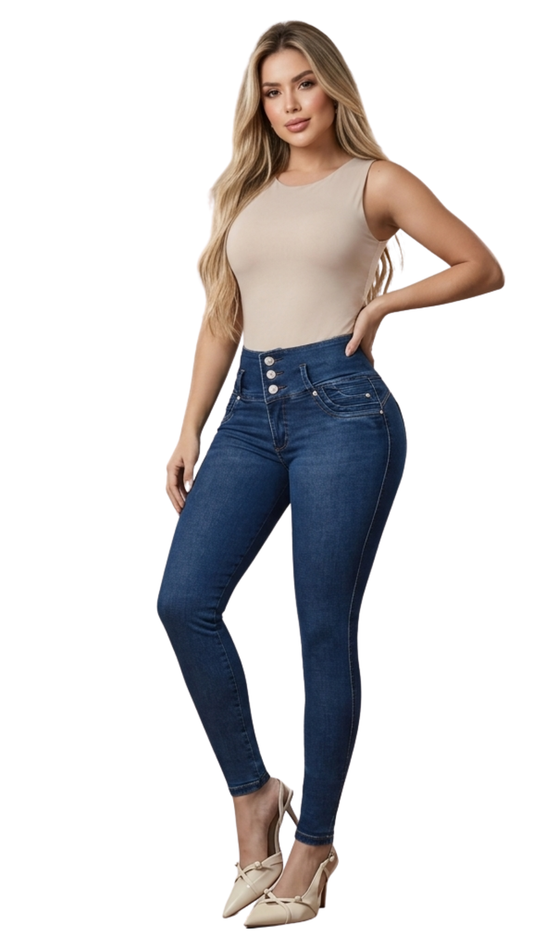 Colombian Blue Butt-Lifter Jeans – 3 Buttons, Stretch Fabric | Ref. 55123