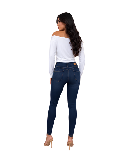 Women’s Colombian Dark Blue High-Waisted Skinny Jeans – Ref. 55172