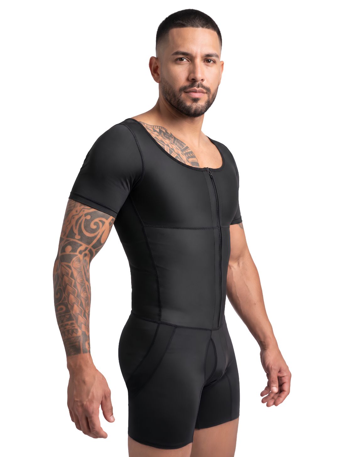 Men’s Mid-Thigh Shaper with Short Sleeves | Ref. 57001