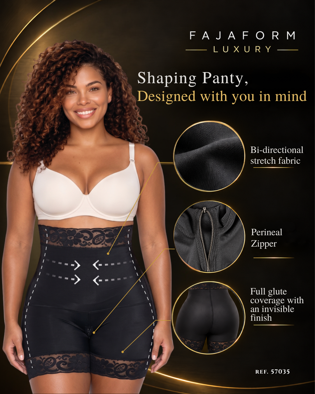 Seamless High-Waist Mid-Thigh Shaper with Perineal Zipper | Ref.57035