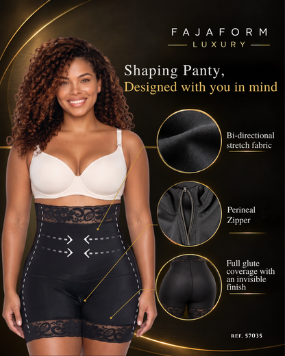Seamless High-Waist Mid-Thigh Shaper with Perineal Zipper | Ref.57035