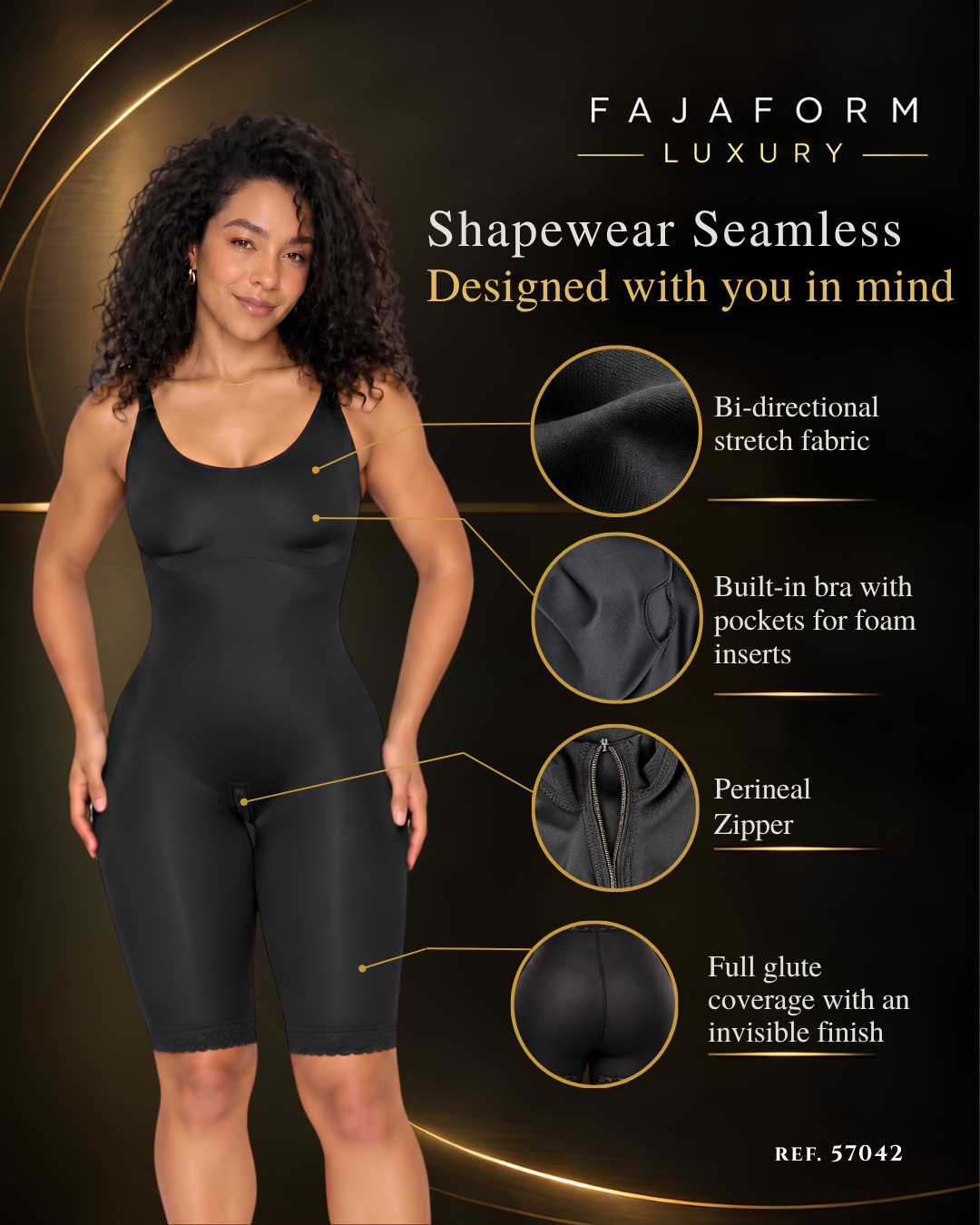 Medium-Compression Seamless Knee-Length Bodysuit | Ref. 57042