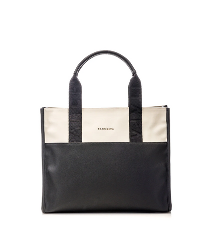 Bolso Shopping Clásico Negro x Crema Ref.P548