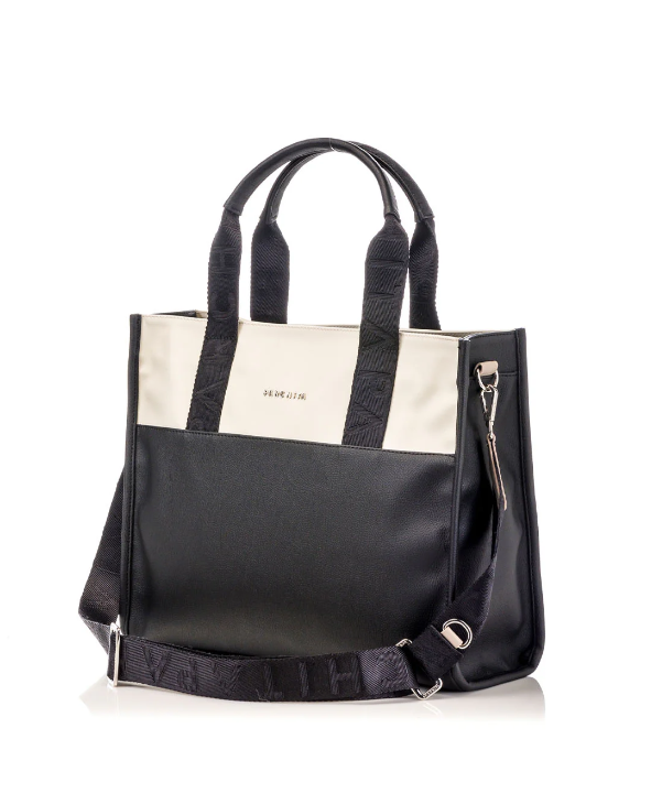 Bolso Shopping Clásico Negro x Crema Ref.P548