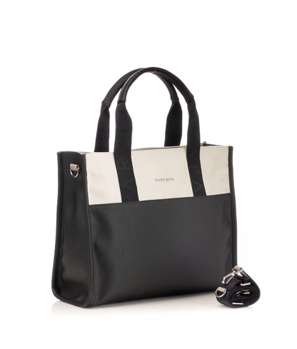 Bolso Shopping Clásico Negro x Crema Ref.P548