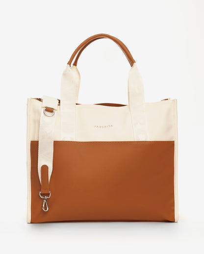 Bolso Shopping Clásico Negro x Crema Ref.P548